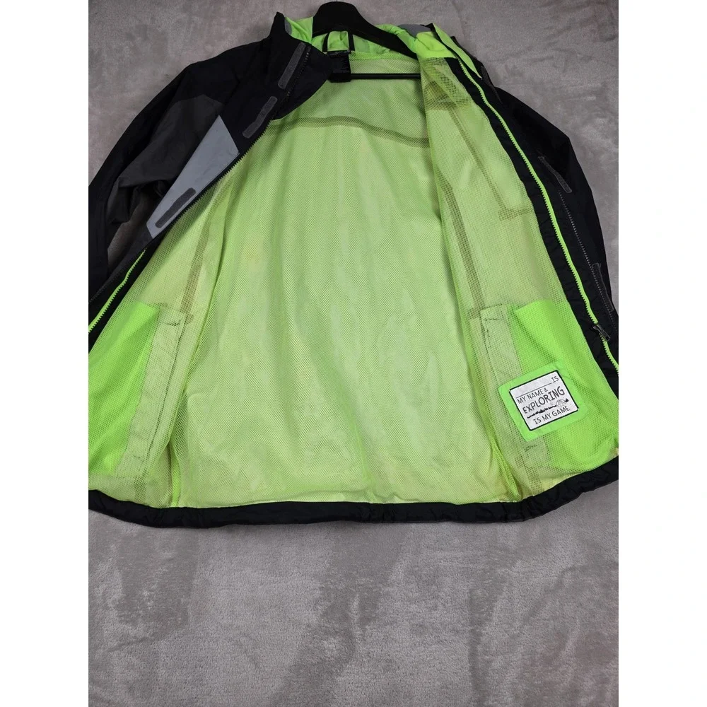 The North Face HyVent Rain Jacket Boys XL 18/20 Gray Black Hooded Windbreaker